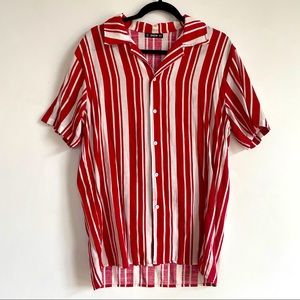 Red and white button up casual for Men SHIEN
